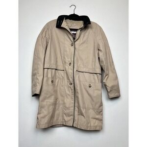 Ashton Cove Tan midi Trench jacket- Button front sz 8 fall jacket staple